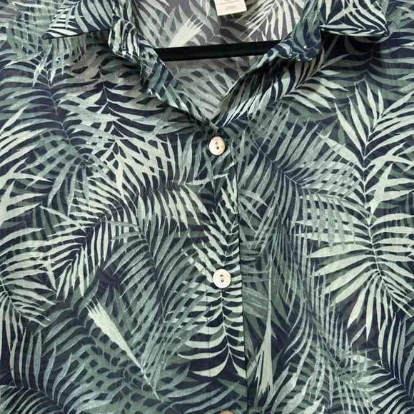 Coldwater Creek Tropical Leaf Flowing Sheer Tunic Duster medium - Picture 3 of 8